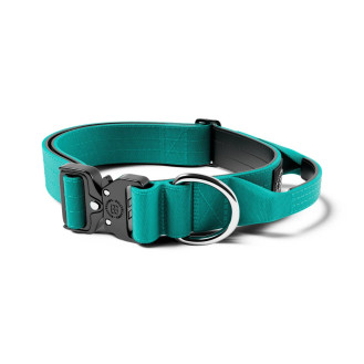 BullyBillows Combat Collar Handle 4 cm Профессиональный усиленный ошейник с ручкой и рывковым замком для собак (Turquoise M)