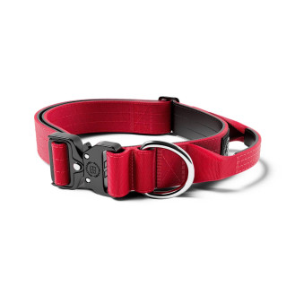 BullyBillows Combat Collar Handle 4 cm Профессиональный усиленный ошейник с ручкой и рывковым замком для собак (Red M)