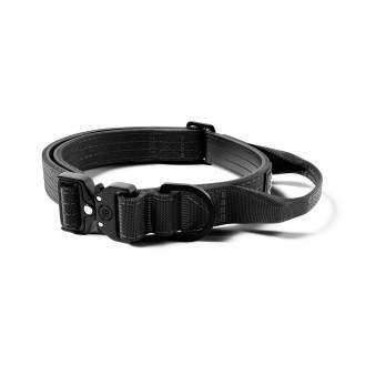 BullyBillows Lighter Combat Collar Handle 2.5 cm Тонкий облегченный тактический ошейник для щенков и маленьких собак (Black XS-M)