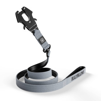 BullyBillows Swivel Combat Lead Усиленный поводок с рывковым замком, мягкой подкладкой и механизмом от спутывания (Grey 1.4 m)