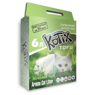 Kotix Tofu Green Tea Соевый комкующийся наполнитель для котов с ароматом зеленого чая