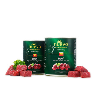 Nuevo Adult Beef Беззерновая консерва для взрослых собак Кусочки Говядины