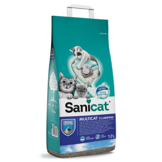 Sanicat Clumping Multicat Extra Fresh Air Комкующийся бентонитовый наполнитель для туалета которым пользуются несколько котов