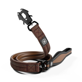 BullyBillows Tweed Combat Lead Твидовый поводок с рывковым замком для собак с чувствительной кожей (Brown 1.2 m)