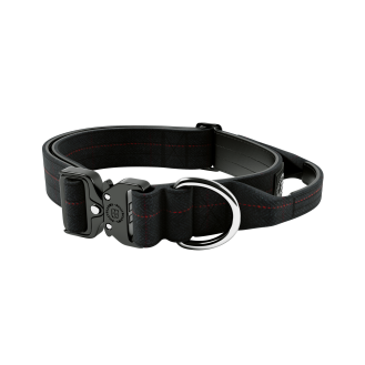 BullyBillows Tweed Combat Collar Handle 4 cm Твидовый тактический ошейник для собак с чувствительной кожей (Black M)