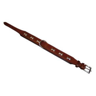 Nobby Leather Cerro Collar Кожаный ошейник для маленьких и средних собак с украшением-косточкой (Brown S-M)