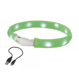 Nobby LED Visible Wide Collar Силиконовый светодиодный ошейник для длинношерстных собак (Green L)