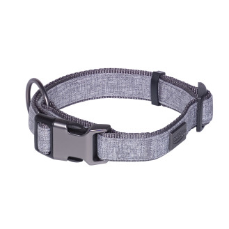 Nobby Linen Deluxe Collar Нейлоновый усиленный ошейник с рывковым фастексом для активных собак (Grey S-M)