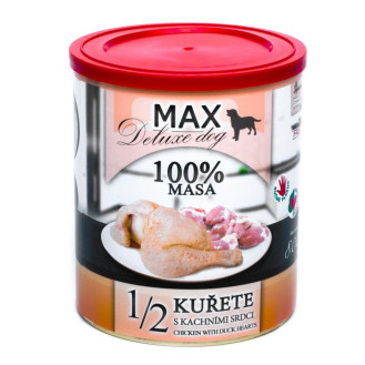 FALCO MAX Deluxe Dog 100% Meat 1/2 Chicken & Duck Hearts Консервоване м'ясо для собак Куряча Чверть з Качиними Серцями