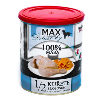 FALCO MAX Deluxe Dog 100% Meat 1/2 Chicken & Salmon Консервированное мясо для собак Куриная Четверть с Лососем FALCO MAX Deluxe Dog 100% Meat 1/2 Chicken & Salmon Консервированное мясо для собак Куриная Четверть с Лососем