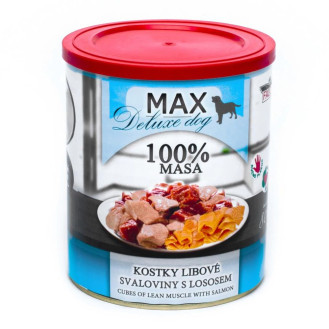 FALCO MAX Deluxe Dog 100% Meat Cubes Lean Muscle & Salmon Консервоване м'ясо для собак Шматочки Свинини та Яловичини з Лососем