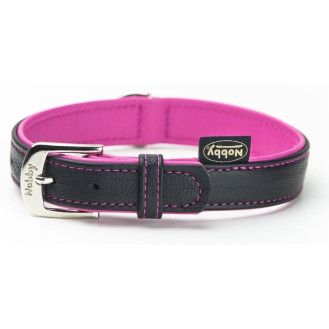 Nobby Pacific Collar Кожаный мягкий ошейник с цветной подкладкой для собак (Magenta M-L)