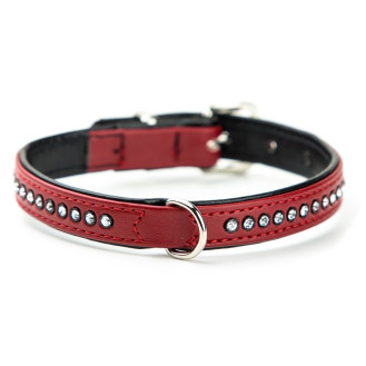 Nobby Swarovski Crystal Miniature Collar Кожаный ошейник со стразами для миниатюрных собак (Red XS)
