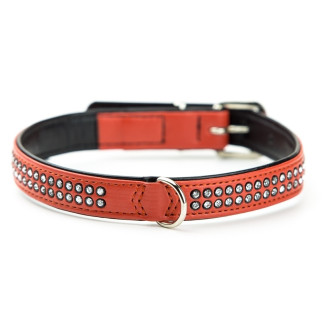 Nobby Swarovski Crystal Mini Collar Кожаный ошейник со стразами для маленьких собак (Terracotta M)
