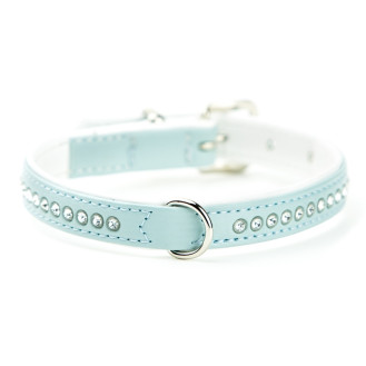 Nobby Swarovski Crystal Miniature Collar Кожаный ошейник со стразами для миниатюрных собак (LBlue XS)