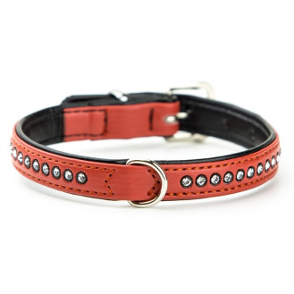 Nobby Swarovski Crystal Miniature Collar Кожаный ошейник со стразами для миниатюрных собак (Terracotta XS-S)