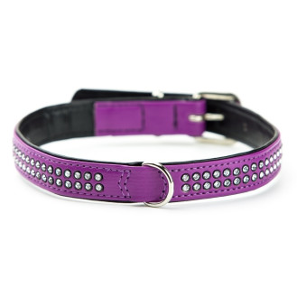 Nobby Swarovski Crystal Mini Collar Кожаный ошейник со стразами для маленьких собак (Violet S)