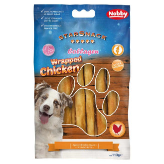 Nobby StarSnack BBQ Collagen Wrapped Chicken Жувальні ласощі для суглобів собак Курячі Палички з Коллагеном