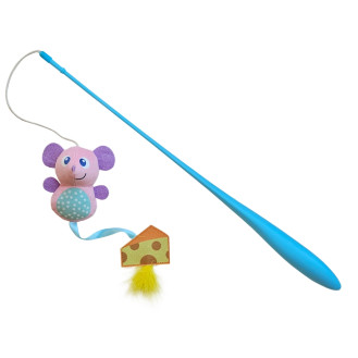 Nobby Rod Catnip Mouse & Cheese Удочка для котов Плюшевая Мышка и Сыр с кошачьей мятой