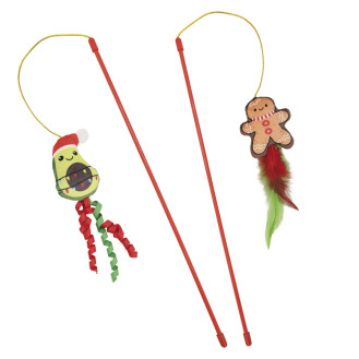 Nobby Xmas Rod Soft Catnip Figures Удочка для котов Рождественские Авокадо и Пряня с кошачьей мятой