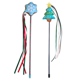 Nobby Xmas Rod Soft Catnip Snowflake & Tree Удочка для котов Снежинка и Елочка с кошачьей мятой