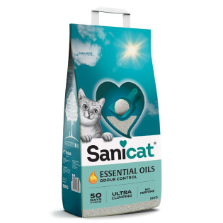 Sanicat Essential Oils Ultra Clumping Perfume Free White Ультракомкуючий білий наповнювач для котів з ефірною олією Sanicat Essential Oils Ultra Clumping Perfume Free White Ультракомкуючий білий наповнювач для котів з ефірною олією