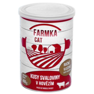 FALCO FARMKA Cat 100% Meat Muscle Консервированное мясо для котов Куски Свинины и Говядины в Говяжьем Фарше
