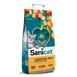 Sanicat Essential Oils Ultra Clumping Orange Floral Ультракомкующийся наполнитель для котов с эфирным маслом цветов апельсина
