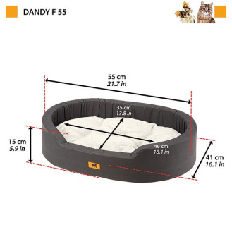 Ferplast Dandy F Овальный лежак с бортиками и двусторонней меховой подушкой для собак и котов (55)