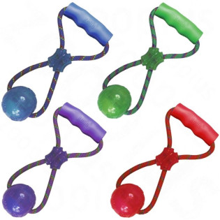 KONG Squeezz Ball With Rope Игрушка для собак Мяч с пищалкой на канате с ручкой