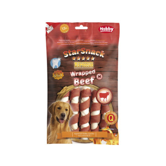 Nobby StarSnack Dental BBQ Wrapped Beef Лакомства для чистки зубов собак Жевательная Палочка из Говядины (160 г 13 см)