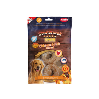 Nobby StarSnack Dental BBQ Chicken & Fish Donut Лакомства для ухода за зубами собак Пончик с Курицей и Рыбой (110 г Ø 5,5 - 6 см)