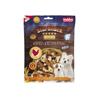 Nobby StarSnack Mini Dental BBQ Chicken Calcium Bone Лакомства для зубов щенков и маленьких собак Кальцинированная Куриная Косточка (375 г 7 см)