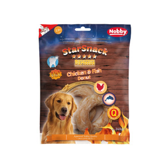 Nobby StarSnack Dental BBQ Chicken & Fish Donut Лакомства для ухода за зубами собак Пончик с Курицей и Рыбой (240 г Ø 10 - 11 см)