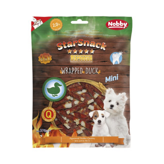 Nobby StarSnack Mini Dental BBQ Wrapped Duck Лакомства для чистки зубов щенков и маленьких собак Палочка с Утиным мясом (375 г 6 см)