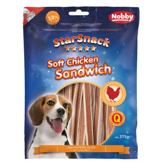 Nobby StarSnack Soft Chicken Sandwich Натуральные лакомства без сахара для собак Куриные сэндвичи (375 г)