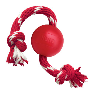 KONG Ball W/Rope Игрушка для собак Жевательный Мяч Апорт на верёвке