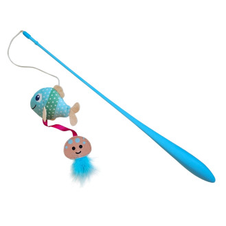 Nobby Rod Catnip Fish & Jellyfish Вудочка для котів Плюшева Рибка та Медуза з котячою м'ятою