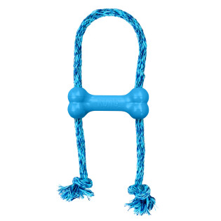 KONG Puppy Goodie Bone W/Rope Blue Игрушка для щенков Голубая Косточка для лакомств с канатом