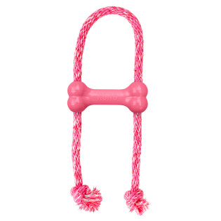 KONG Puppy Goodie Bone W/Rope Pink Игрушка для щенков Розовая Косточка для лакомств с канатом KONG Puppy Goodie Bone W/Rope Pink Игрушка для щенков Розовая Косточка для лакомств с канатом