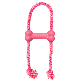 KONG Puppy Goodie Bone W/Rope Pink Игрушка для щенков Розовая Косточка для лакомств с канатом