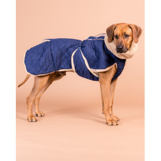 PAIKKA Quilted Sherpa Jacket Navy Зимняя синяя куртка для собак на Sherpa-подкладке