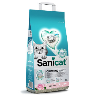 Sanicat Clumping White Rose Комкуючий нейтралізуючий білий бентонітовий наповнювач для котів з ароматом троянди