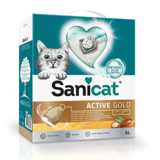 Sanicat Ultra Clumping Active Gold Argana Ультракомкуючий преміальний бентонітовий наповнювач для котів з ароматом аргани Sanicat Ultra Clumping Active Gold Argana Ультракомкуючий преміальний бентонітовий наповнювач для котів з ароматом аргани