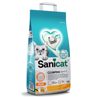 Sanicat Clumping White Duo Vanilla & Mandarin Комкуючий білий бентонітовий наповнювач для котів з ароматом мандарину та ванілі