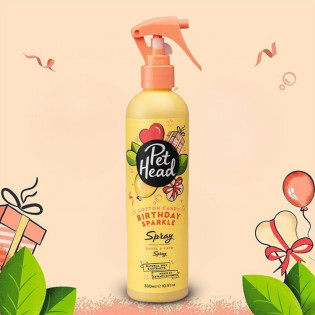 Pet Head Birthday Sparkle Spray Лимитированный спрей для собак с ароматом сахарной ваты, персика и кокоса