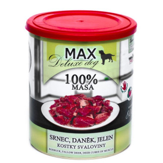 MAX Deluxe Dog 100% Meat Roebuck, Fallow Deer, Deer Cubes Muscle Консервоване м'ясо для собак Олень, Козуля, Лань