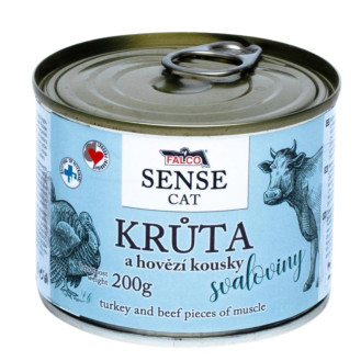 FALCO SENSE CAT 100% Meat Turkey & Beef Консервированное мясо для котов с чувствительным пищеварением Индейка с Говядиной