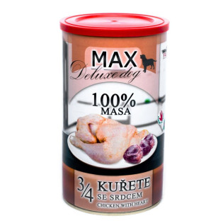 MAX Deluxe Dog 100% Meat 3/4 Chicken & Heart Консервоване м'ясо для собак Куряча Чверть з Серцем MAX Deluxe Dog 100% Meat 3/4 Chicken & Heart Консервоване м'ясо для собак Куряча Чверть з Серцем