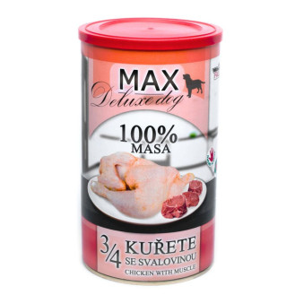 MAX Deluxe Dog 100% Meat 3/4 Chicken & Muscle Консервоване м'ясо для собак Куряча Чверть з Яловичиною та Свининою